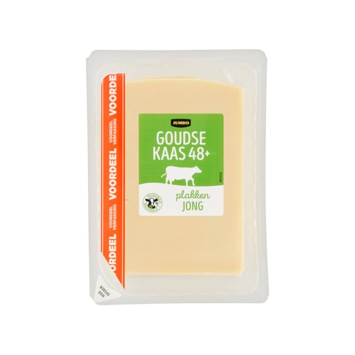 Jumbo Goudse Kaas Jong 48+ Plakken Voordeelverpakking 400 g