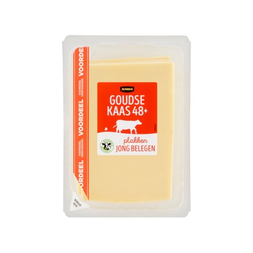 Jumbo Goudse Kaas Jong Belegen 48+ Plakken Voordeelverpakking 400 g
