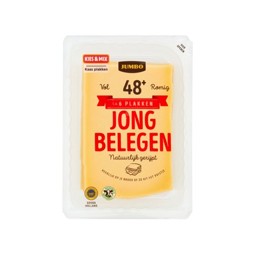 Jumbo Jong Belegen Kaas 48+ Plakken 190 g