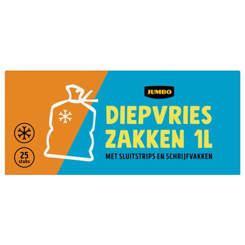 Jumbo Diepvrieszakken met Sluitstrips en Schrijfvakken 1 L 25 Stuks