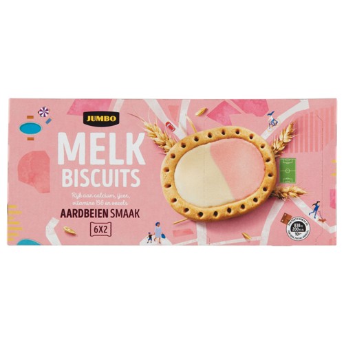 Jumbo Melkbiscuits Aardbeiensmaak 6 Stuks