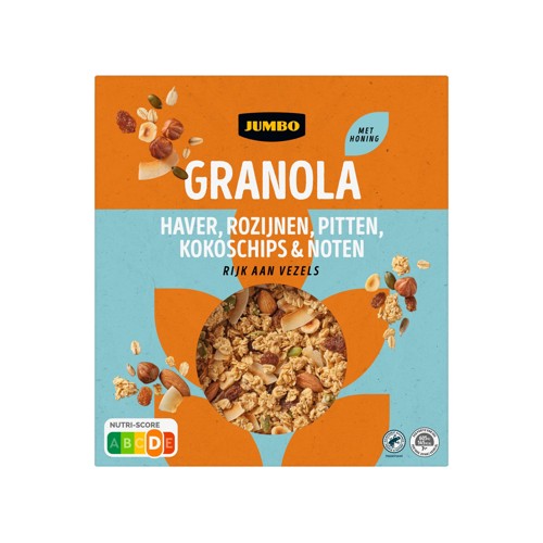 Jumbo Granola Haver, Rozijnen, Pitten, Kokoschips & Noten 500 g