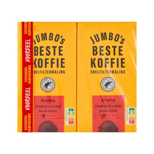 Jumbo's Beste Koffie Snelfiltermaling Aroma Voordeelverpakking 2 x 500g