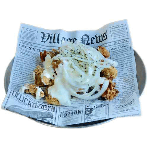 Vegetarian korean fried chicken snow onion