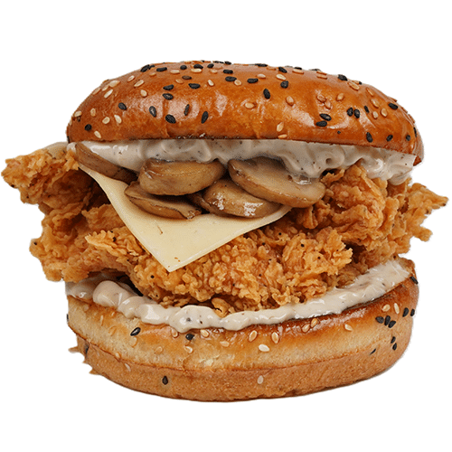 Mushroom chicken burger