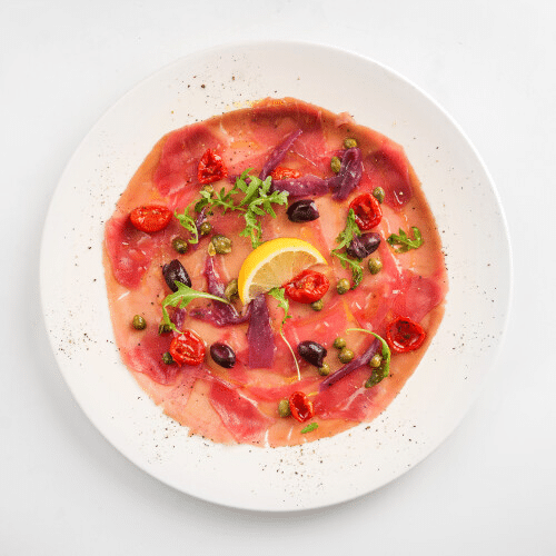 Carpaccio tonno con cipolle rosse