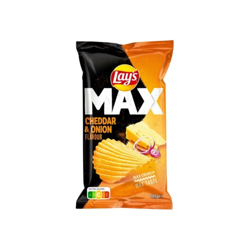 Lay's max cheddar & onion zak 185 gram