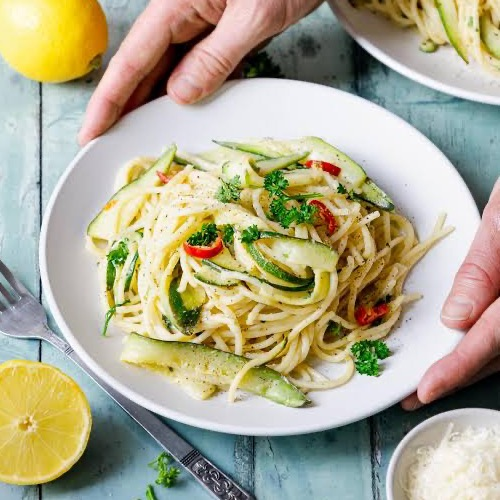 Linguine lemony courgette