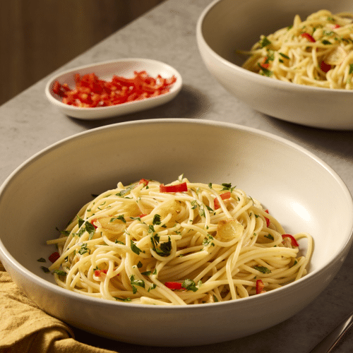 Spaghetti aglio olio e peperoncino