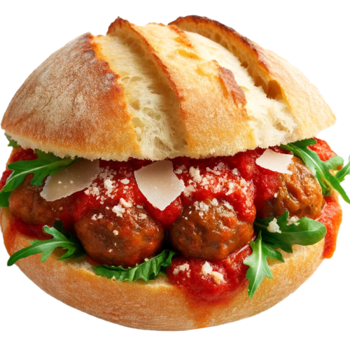 Broodje polpette met huisgemaakte brood