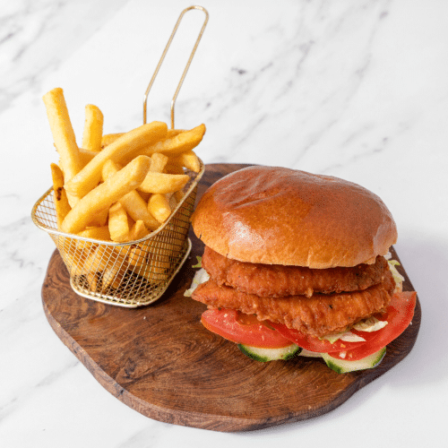 Dubbel hot en spicy kipburger menu