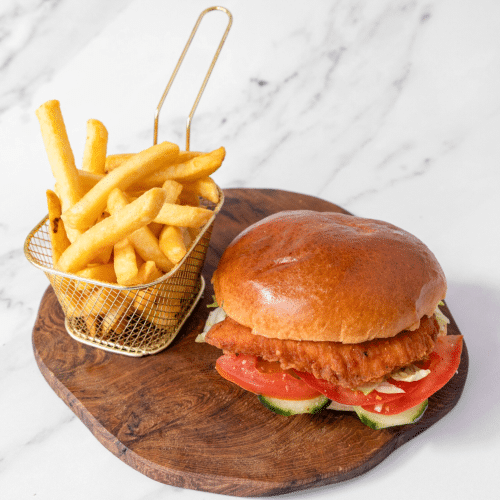 Hot en spicy kipburger menu