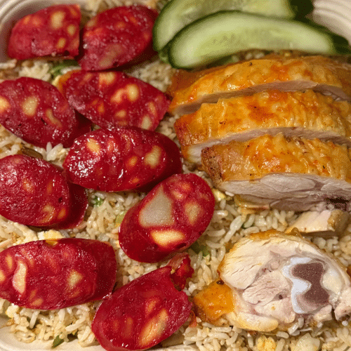 Nasi geroosterde kip met fa-chong kip