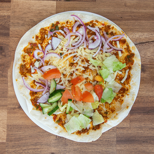 Turkse pizza kipdöner en kaas