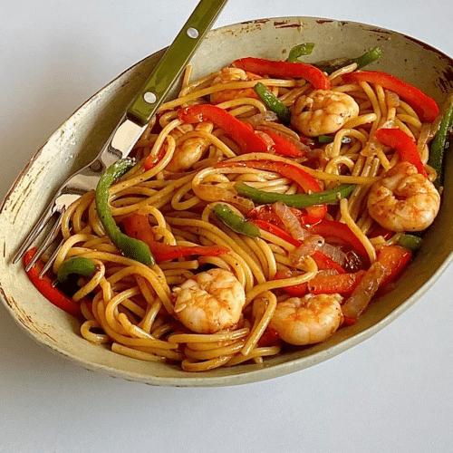 Fried noodles with shrimps