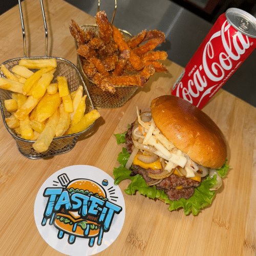 Blue cheese double smashburger menu