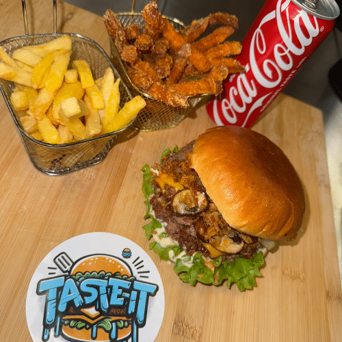 Truffel mushroom double smashburger menu