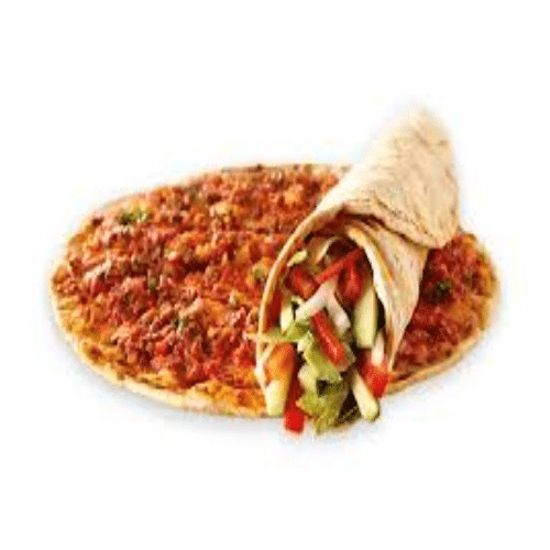 Turkse pizza met döner kebab en salade