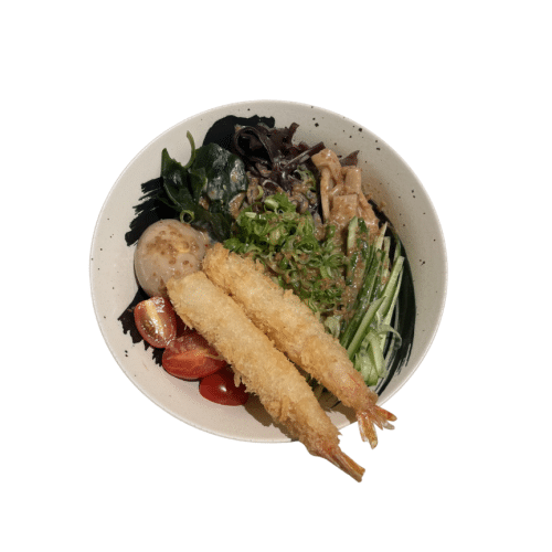 Cold noodles met ebi fry