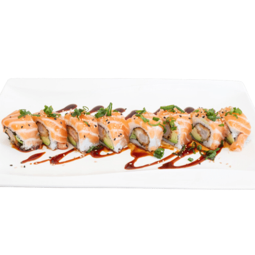 Flamed double salmon roll