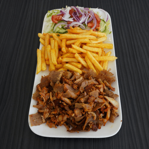 Kipdöner en kalfsdöner schotel