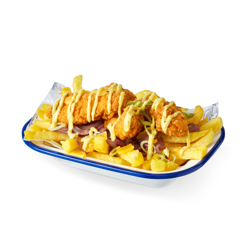 Chicken-pesto frietjes speciaal