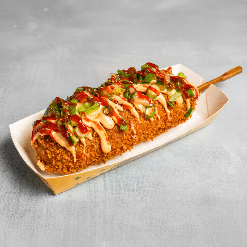 Spicy green corn dog