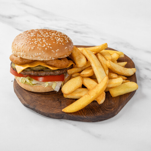 Cheese onion burger menu