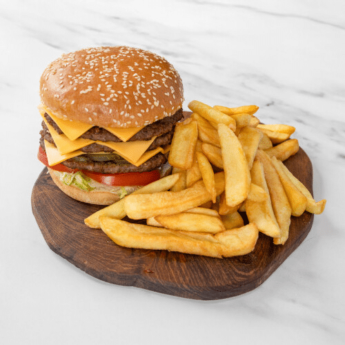 Triple cheeseburger menu
