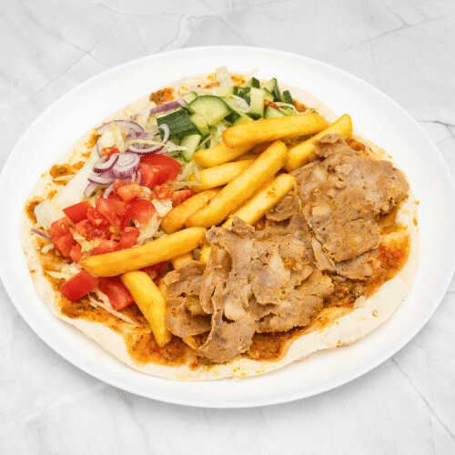 Turkse pizza kalfs met patat