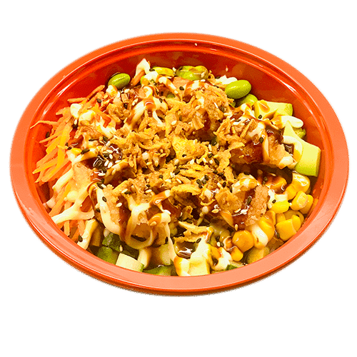 Poké bowl gefrituurde garnaal groot