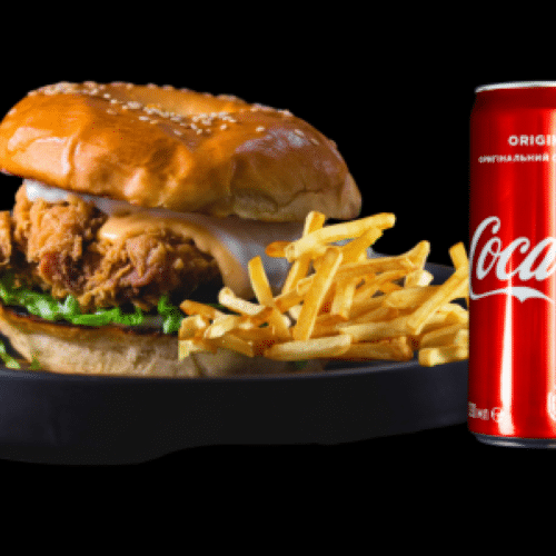 Ten beste crispy burger menu (patat en cola)