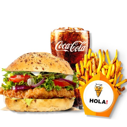 Crunchy kipburger menu