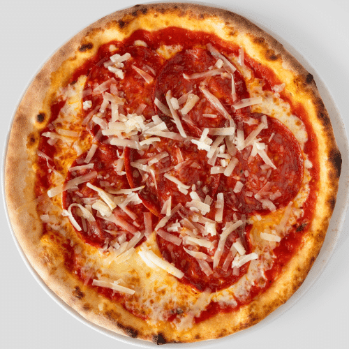 Pizza salame piccante e pecorino