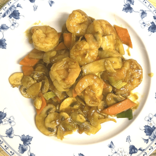 Chinese garnalen in kerrie saus