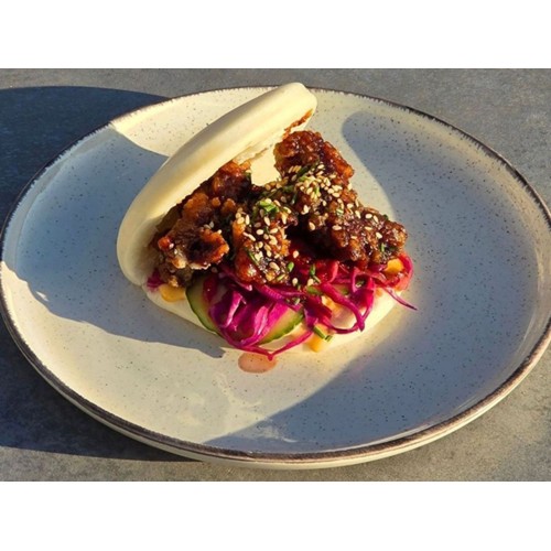 Spicy Korean No-Chicken Bao Bun