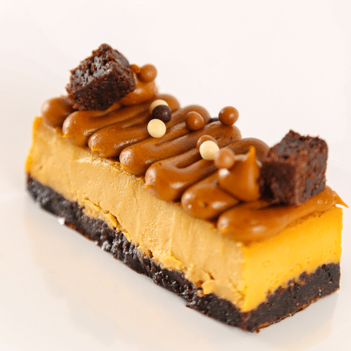 Slice dulce de leche cheesecake