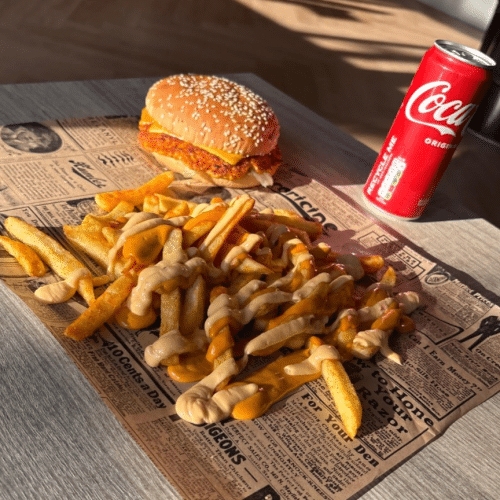 Crispy chicken burger menu