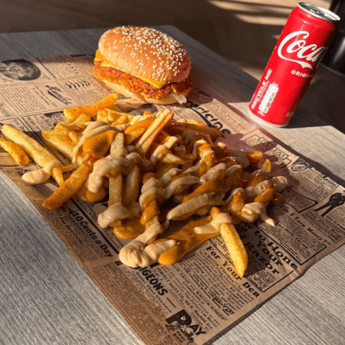 Double chicken burger menu