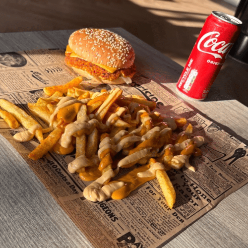 Double chicken spicy burger menu