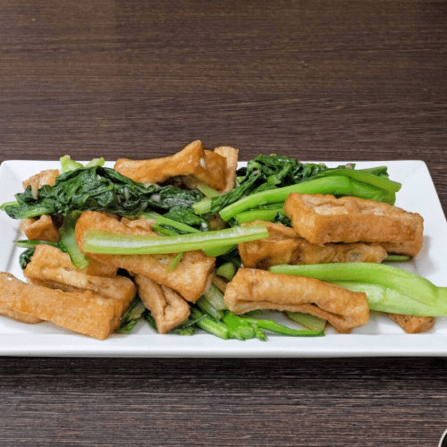 Tofu with seasonal Chinese vegetables