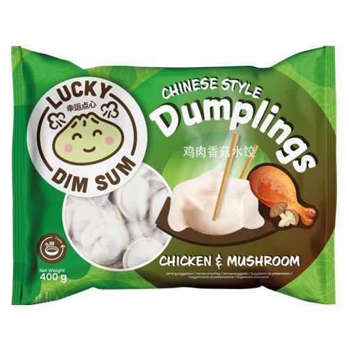 Lucky Dim Sum chicken mushroom dumplings 400g