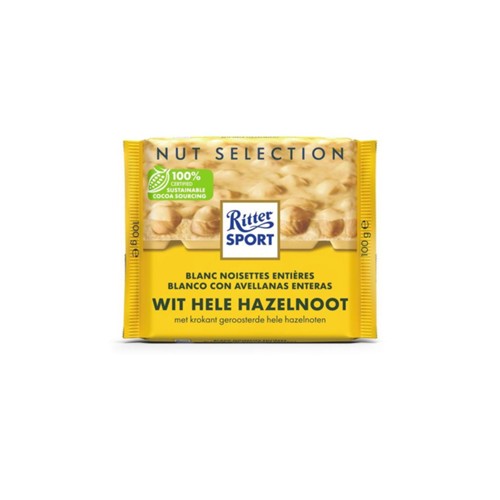 Ritter Sport witte chocolade met hele hazelnoot 100 gram