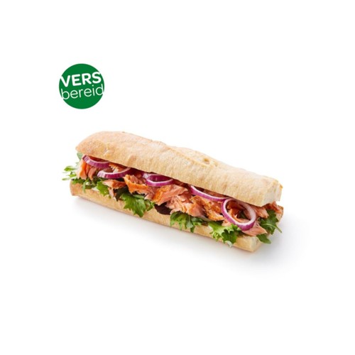 Broodje pulled salmon wit