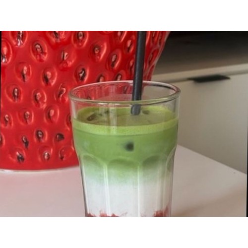 Iced strawberry matcha