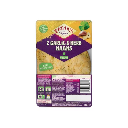 Patak's naan garlic en coriander zak 220 gr