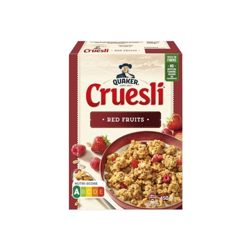 Quaker cruesli rode vruchten doos 450 gr