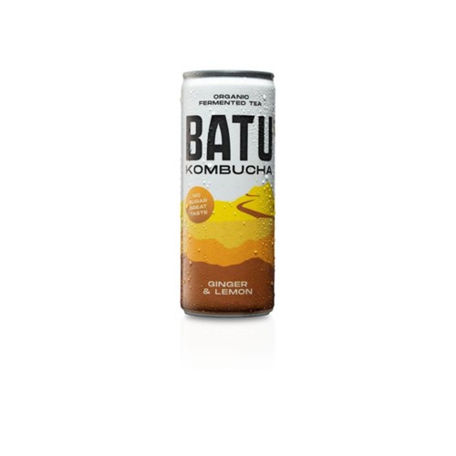 Batu kombucha ginger lemon Blik 250 Milliliter