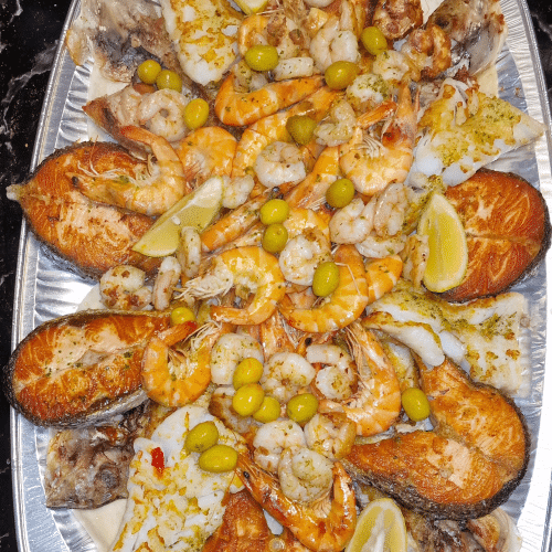 Mix gegrilde vis voor 6 tot 8 personen