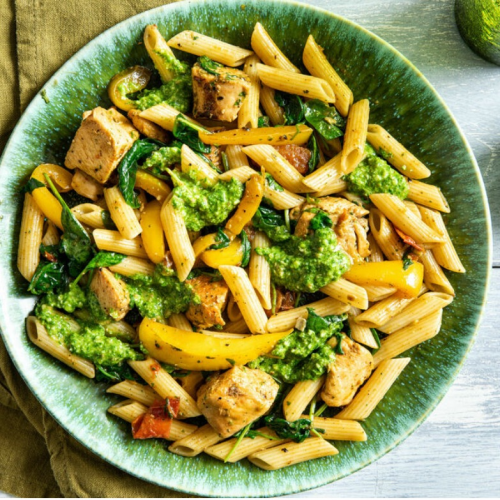 Pasta pollo pesto